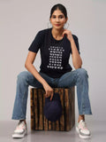 Barakhadi - Sukhiaatma Unisex Marathi Graphic Printed Navy Blue T-shirt