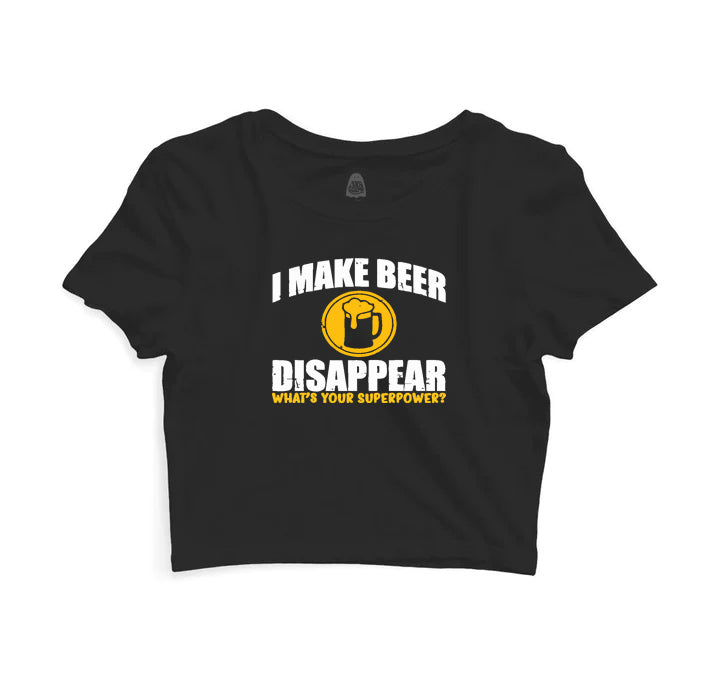 I Make Beer Disappear - Sukhiaatma Unisex Graphic Printed Black Crop Top