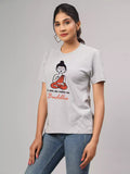 Calm As Buddha - Sukhiaatma Unisex Graphic Printed Grey T-shirt
