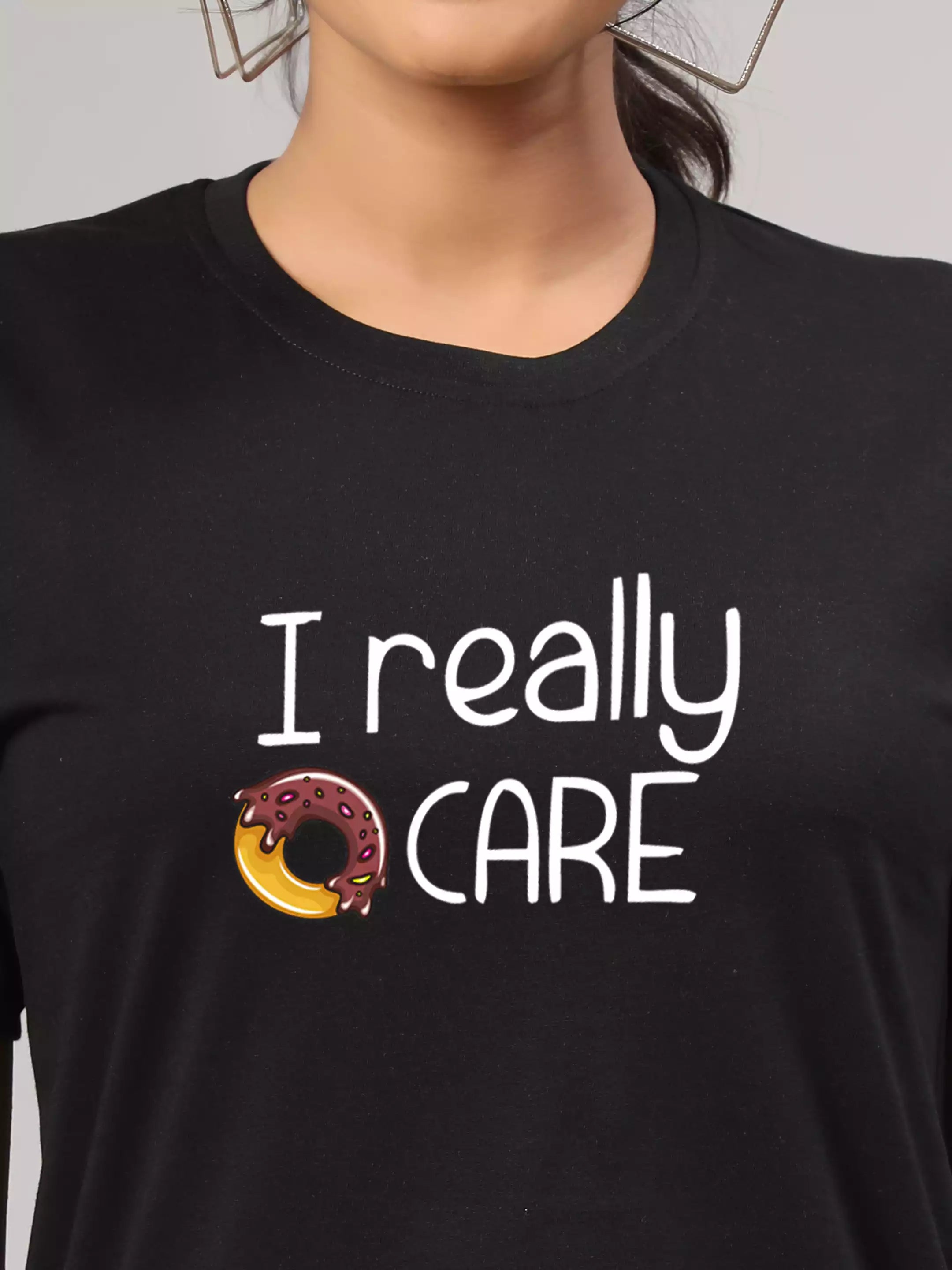 Donut Care - Sukhiaatma Unisex Graphic Printed Black T-shirt