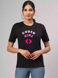 Coder Girl - Sukhiaatma Unisex Graphic Printed Navy BlueT-shirt