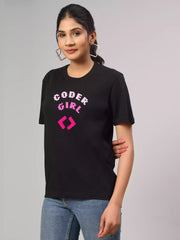 Coder Girl - Sukhiaatma Unisex Graphic Printed Navy BlueT-shirt
