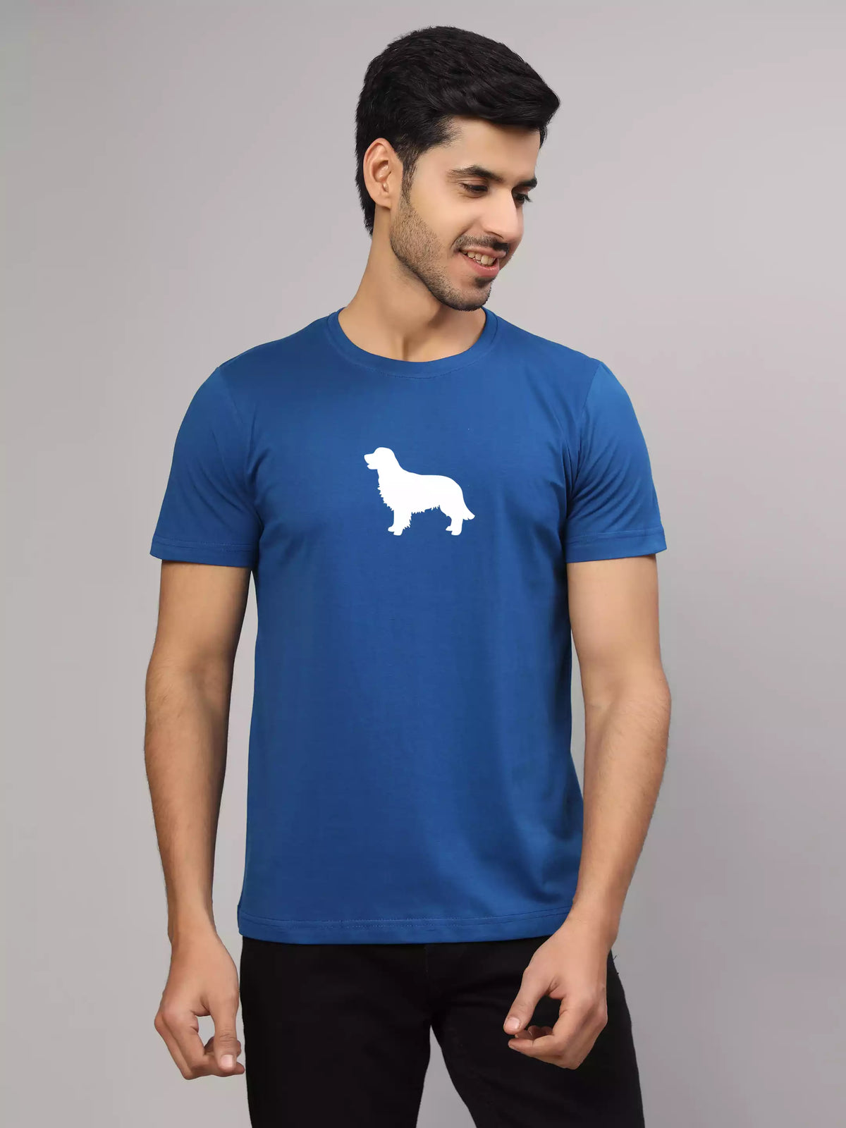 Golden - Sukhiaatma Unisex Graphic Printed Royal Blue T-shirt