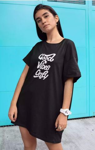 Good Vibes only - Sukhiaatma Designer T-shirt Dress