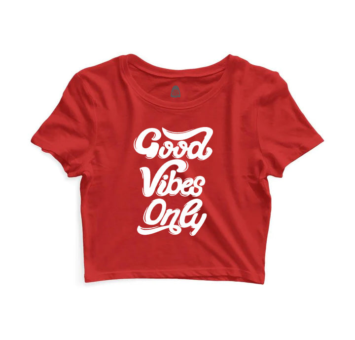 Good Vibe's Only  - Sukhiaatma Unisex Graphic Printed Red Crop Top