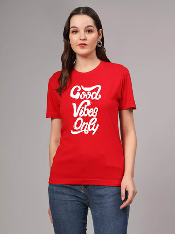 Good Vibes Only - Sukhiaatma Unisex Graphic Printed Red T-shirt