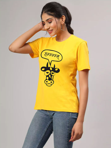 Hummm - Sukhiaatma Unisex Graphic Printed YellowT-shirt