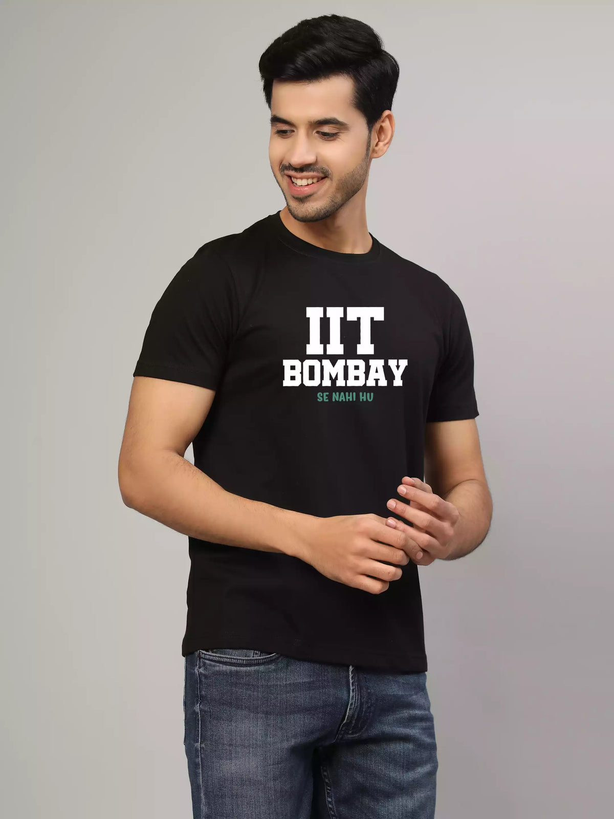 Iit Merch IIT Bombay - Sukhiaatma Unisex Graphic Printed Black T-shirt