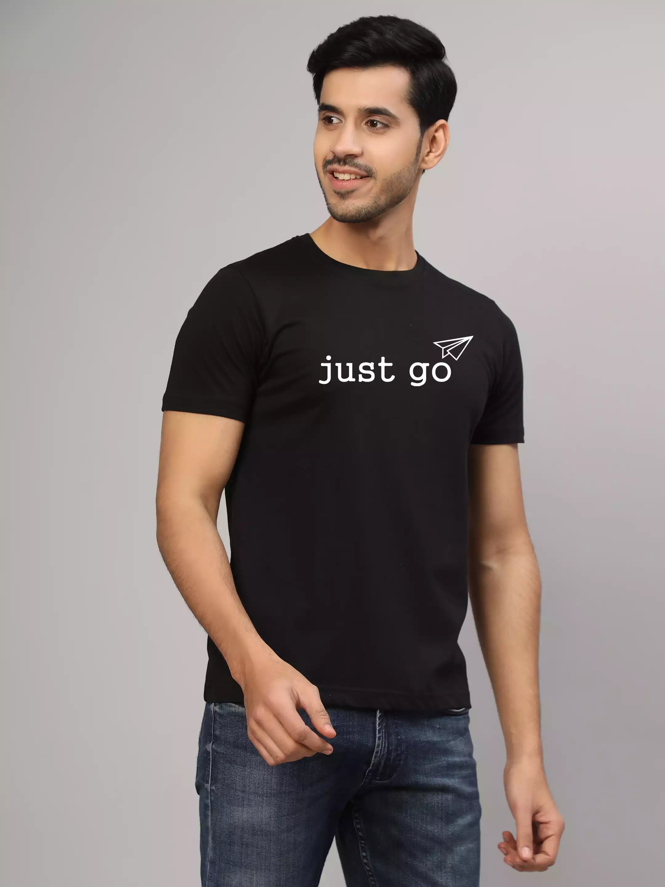Just Go- Sukhiaatma Unisex Graphic Printed Black T-shirt