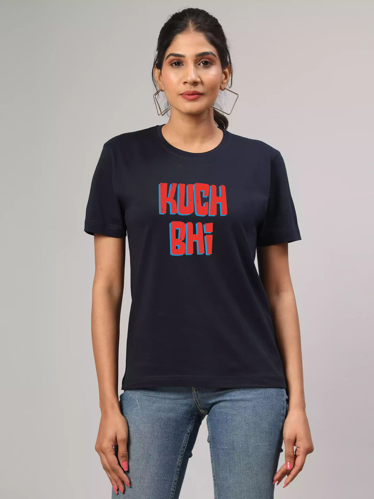 Kuch bhii - Sukhiaatma Unisex Graphic Printed Navy T-shirt
