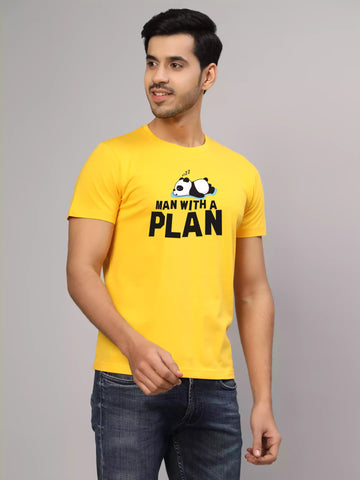 Man with plan - Sukhiaatma Unisex Graphic Printed Yellow T-shirt