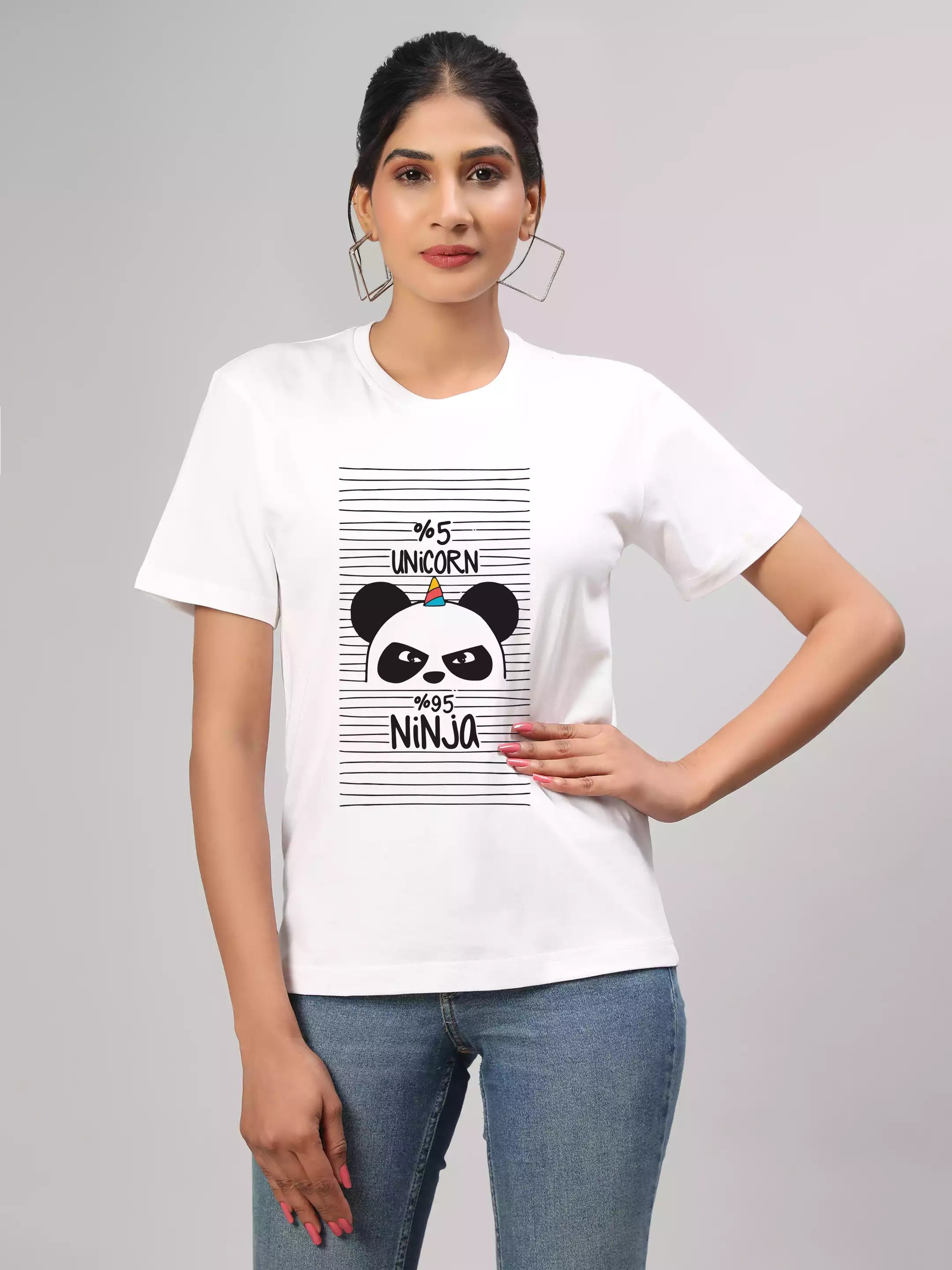 Ninja - Sukhiaatma Unisex Graphic Printed White T-shirt