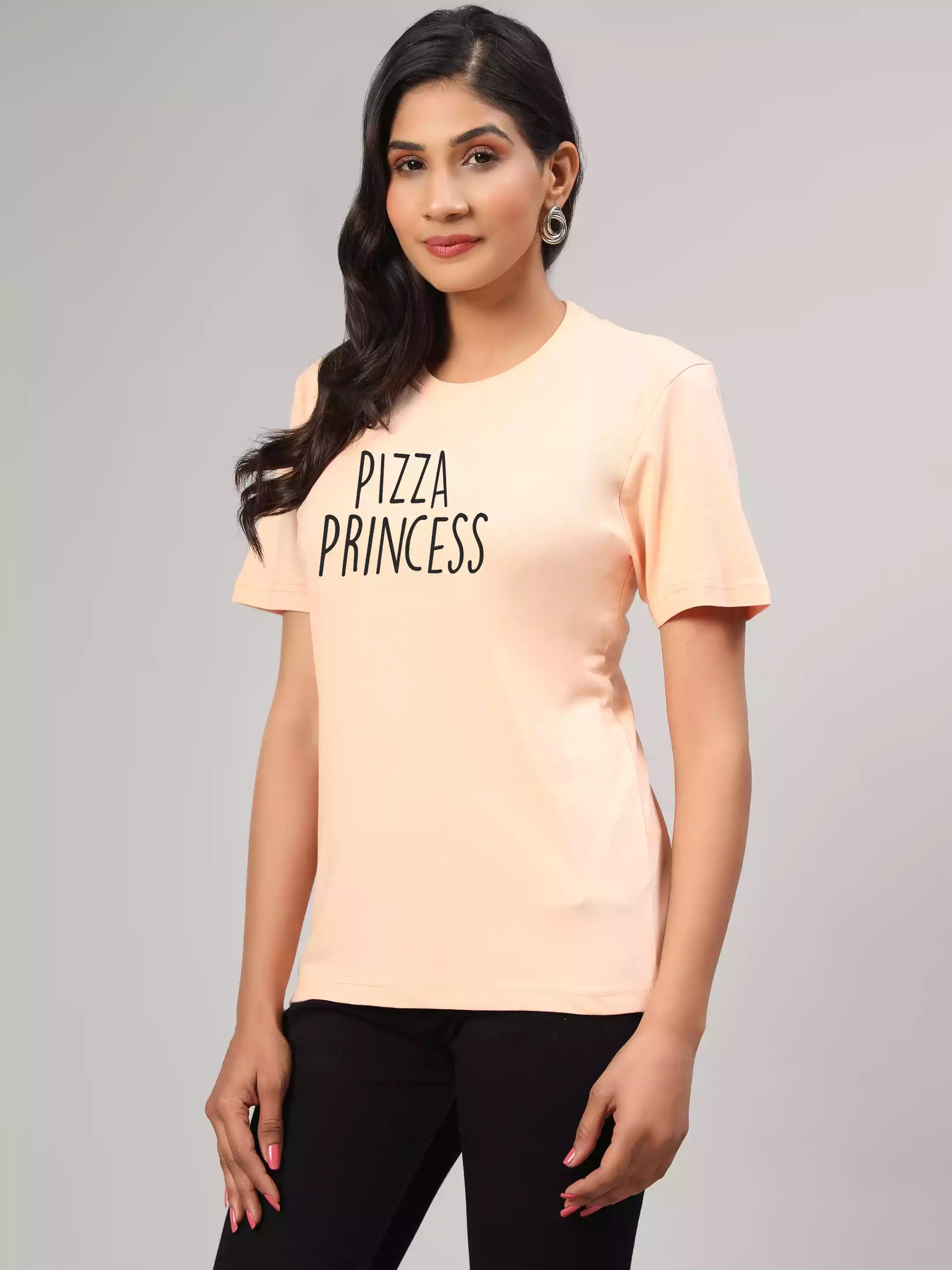 Pizza Princess - Sukhiaatma Unisex Graphic Printed Peach T-shirt
