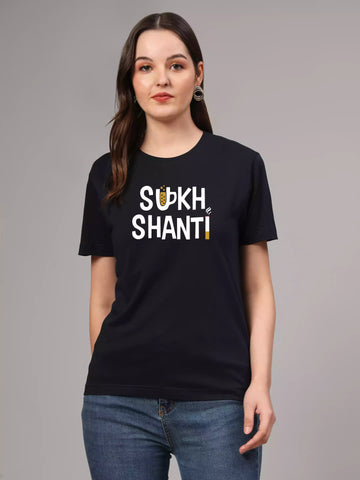Sukh Shanti - Sukhiaatma Unisex Marathi Graphic Printed Black T-shirt