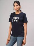 Sukhshanti - Sukhiaatma Unisex Graphic Printed Navy Blue T-shirt