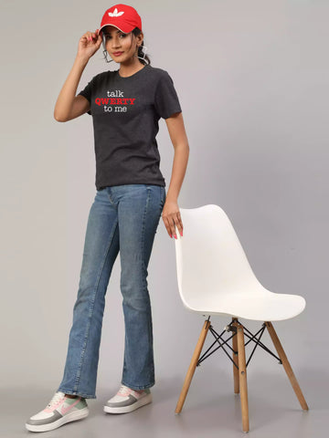 Talk QWERTY  - Sukhiaatma Unisex Graphic Printed Charcoal Grey T-shirt