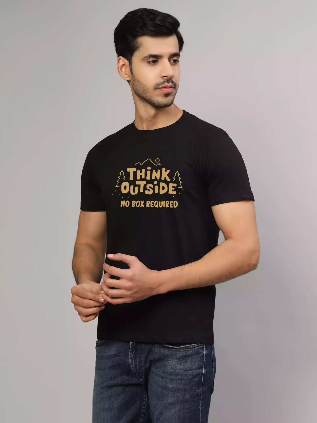 Think Outside - Sukhiaatma Unisex Graphic Printed Black T-shirt