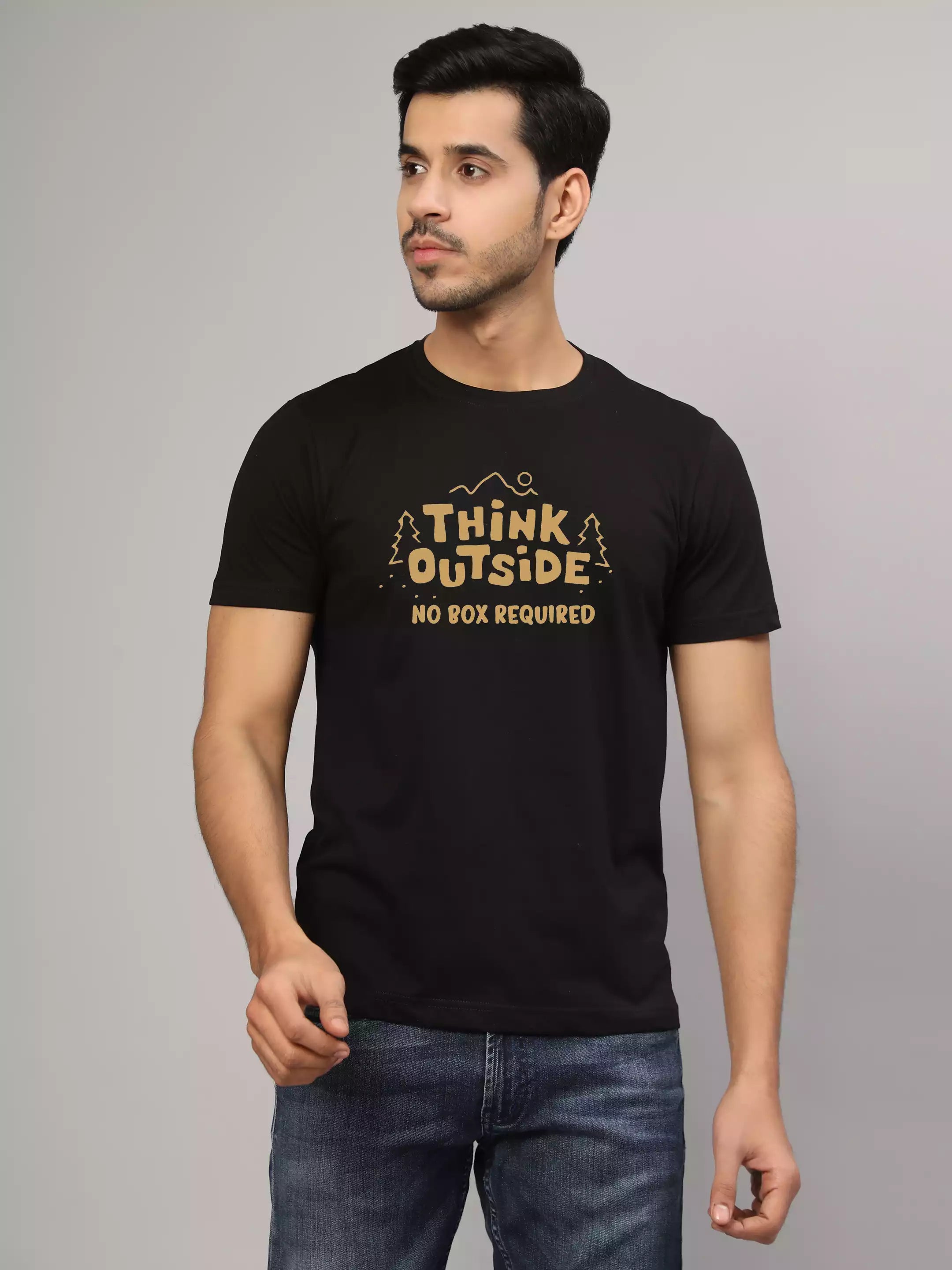 Think Outside - Sukhiaatma Unisex Graphic Printed Black T-shirt